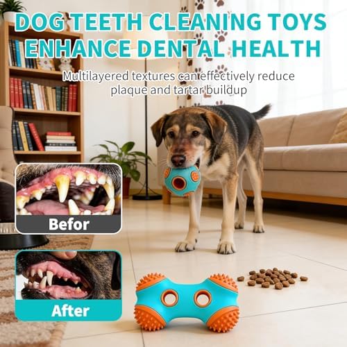 Dog Chew Toys 3 Pack, Squeaky Toy, Treat Dispensing Slow Feeder for Large and Medium Dog, Multifunctional Teeth Cleaning and Gum Massage (Bone-Ball-Glove)