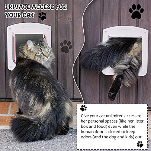 Saintrygo Cat Door Interior Door/Exterior Door 4 Way Rotary Locking Flap Cat Doors for Outdoor Indoor Weatherproof Pet Doors for Cats & Dogs Circumference < 23", Outer Size 9.61" x 7.99"
