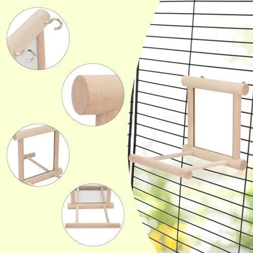 Hypeety Bird Mirror with Perch Parrot Swing Hanging Toy for Small Birds