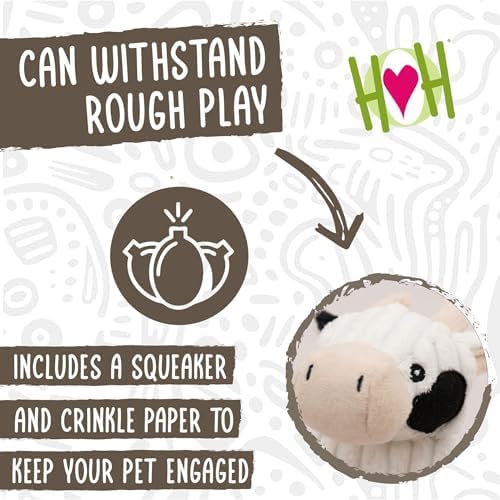 HuggleHounds Flatties - Dog Plush Toys to Keep Them Busy, Squeaky Crinkle Pet Toy for Small, Medium, & Large Dogs, Durable Stuffed Animal Toy, Bunny, Cow, & Pig - 3-Pack Barnyard HuggleFlatties, Small