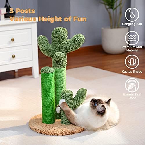 PAWZ Road Cactus Cat Scratching Post 23”Cat Scratcher with Toy Ball