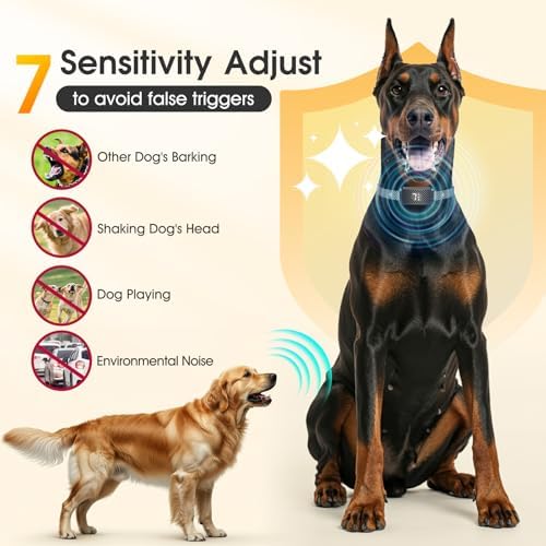 Dog Bark Collar for Large Medium Small Dogs, Effective No-Bark Collar, Smart Barking Collar, Rechargeable Bark Collar with 7 Sensitivity, 3 Modes, Waterproof, Frosted Black