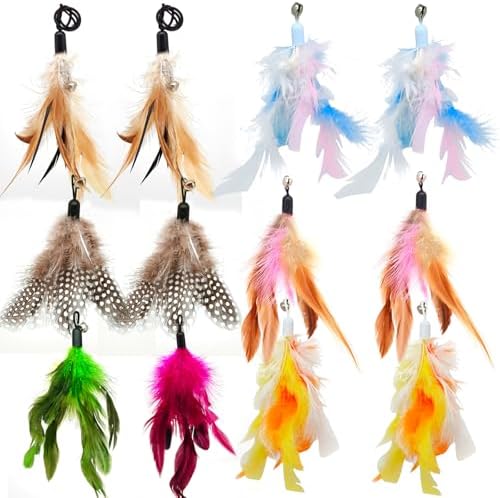 miwoowim 12 Pack Cat Wand Toy Refills with Bells, Teaser Toys Replacement