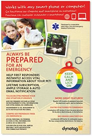 Dynotag® Web Enabled Super Pet ID Smart Tag with DynoIQ™ & Lifetime Recovery Service. Play Series: Round (Keep Calm)