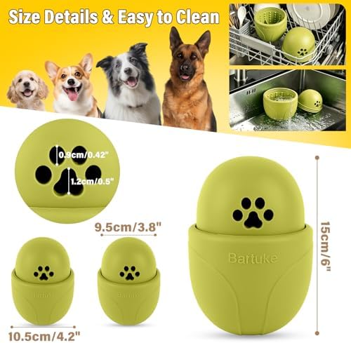 Frozen Treat Dog Toy BPA Free Silicone Dogs Slow Feeder Lick Ball, Green