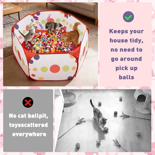Cat Ball Pit with Balls, 176 Pcs Cat Enrichment Toys for Bored Kitten