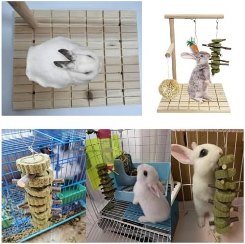 Hamiledyi Bunny Scratching Board Chew Toys, Wood Rabbit Toys for Indoor Bunnies Boredom Bunny Enrichment for Chinchilla Guinea Pigs Hedgehog