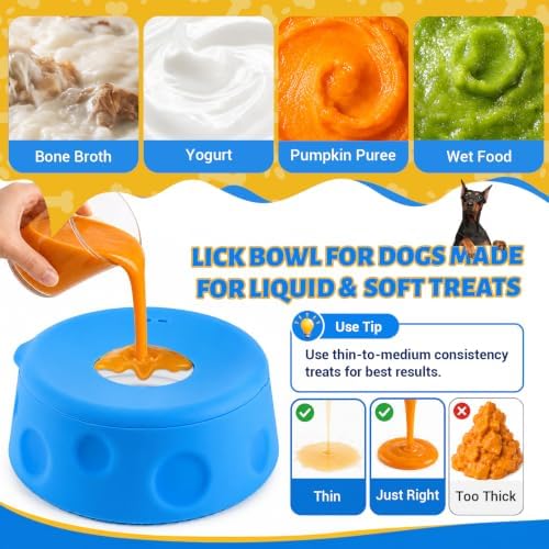 Slow Feed Dog Bowl with Rolling Ball, Dog Lick Bowl for Medium & Large Dog