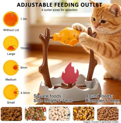 SZEE Cat Treat Dispenser Toy, Foraging Interactive Cat Toy, Puzzle Feeder | Slower Eating Training, Keeps Pets Busy, Cat Enrichment Toy, Prevents Overeating ( Campfire-Roast Shape )