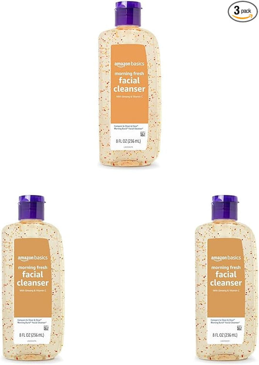 Amazon Basics Morning Fresh Facial Cleanser with Ginseng and Vitamin C, 8 fl oz (3-Pack)
