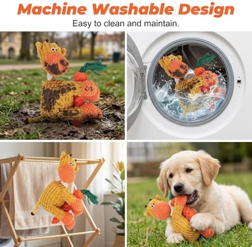 Indestructible Dog Toys for Aggressive Chewers, Squeaky Plush Chew Toy