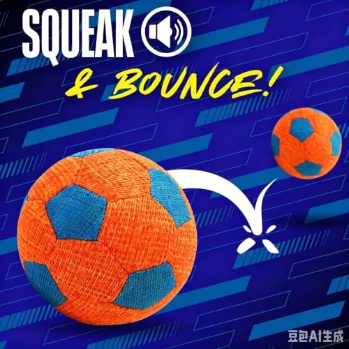 Squeaky Knit Fabric Soccer Ball Dog Toy, Orange Blue