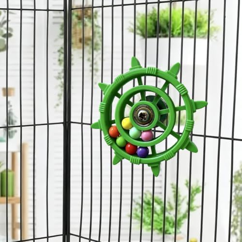 AGLOO Rotating Ship Wheel Bird Toys with Colorful Bead (Orange)