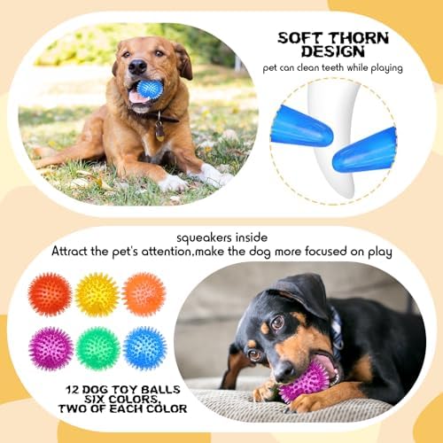 Syhood 60 Pcs Squeaky Dog Toys Bulk Plush Rope, Multicolor, Cute Style