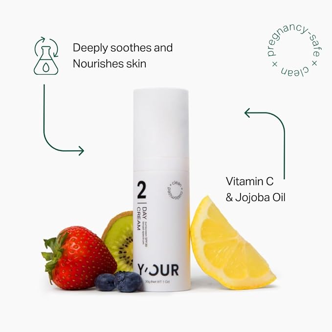 Y'OUR Non-Toxic, Pregnancy-Safe Skincare Set – 5-Step System with Cleanser, Day Cream, Serum, Night Cream & Hydration Serum – Soothing & Rejuvenating – Gentle and Non-Comedogenic Formula. Holiday Gift