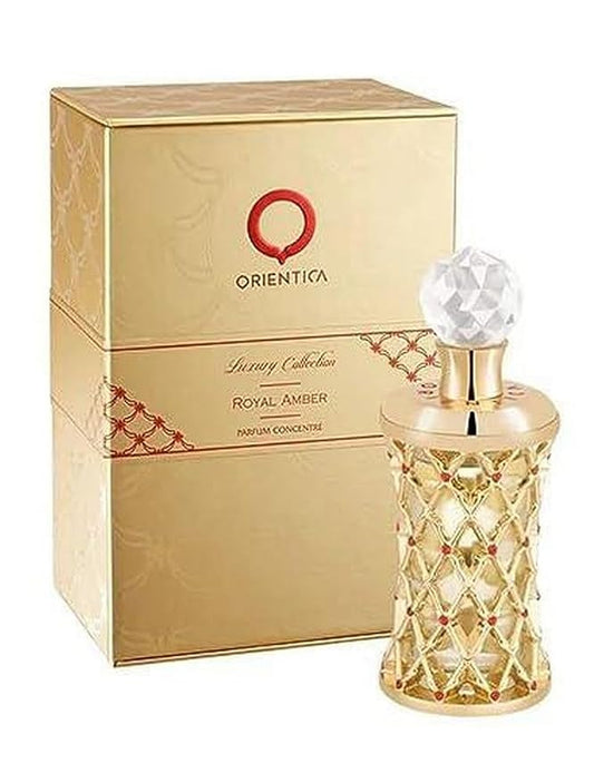 Orientica Luxury Collection Royal Amber Parfum Concentre 0.6oz / 18ml – Fruity, Gourmand, Amber, Woody, Vanilla, Bergamot, Melon, Pineapple, Musk – Arabic Perfume Oil for Men & Women