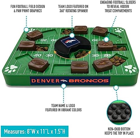 Pets First NFL Denver Broncos Puzzle, Interactive Dog Treat Puzzle Toy
