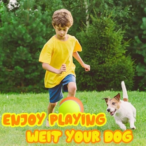 Banfeng Big Tennis Ball for Dogs, Giant Dog Tennis Ball Toy Large Outdoor Sports Gift for Small Medium Large Dog (Yellow Orange, 9.5 inch)