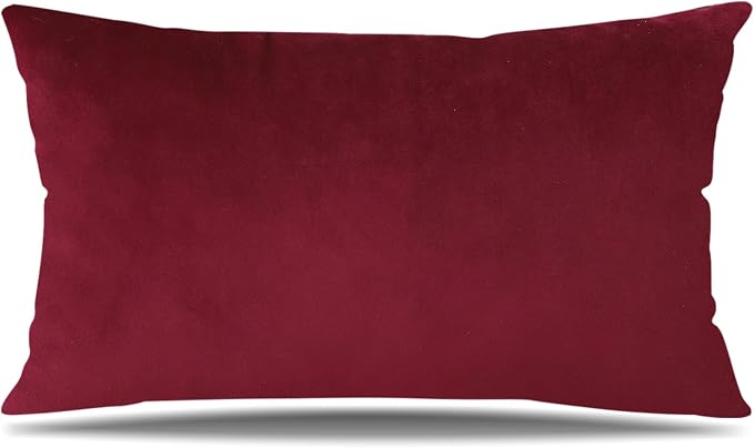 Artscope Luxury Velvet Pillow Covers Super Soft Decorative Square Throw Pillow Covers Case Cushion Covers for Sofa Couch Bedroom Car Decor 12x20 Inch Wine Red