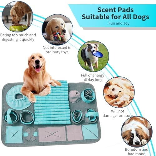 Snuffle Mat for Dogs, Pet Snuffle Mat for Small and Medium Dogs, Interactive Sniff Mat Feeding Mat for Puppies, Slow Feeder Dog Treat Mat for Training and Stress Relief