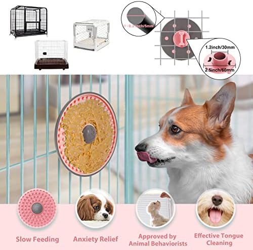 Dog Lick Mat, Pink, for Crate Training and Reducing Anxiety, Made of Natural Rubber, Promotes Healthy Feeding and Oral Hygiene