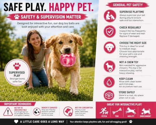 Strong Dog Ball Toy for Aggressive Chewers, Dog Pet Ball Toy for Small and Medium Dogs, Durable Fetch Toy Ball, Puppy Enrichment & Outdoor Training (Pink Camouflage)