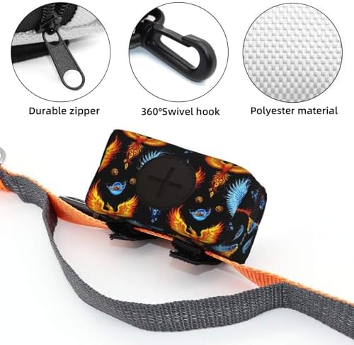 Dog Poop Bag Holder for Leash Doggie Waste Bag Dispenser Ice Water Fire Flame Bird Art Small Doggy Zipper Pouch