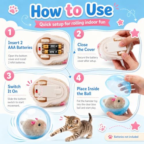 Self-Rolling Interactive Cat Ball with Realistic Animal, 1 Pack