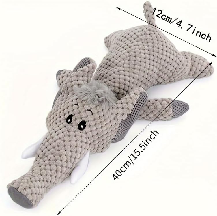 Squeaky Plush Toy for Dogs, Designed to Be Chew-Resistant, Soft Yet Durable, Suitable for Small, Medium, and Large Breeds, a Long-Lasting Squeaky Toy for Pets,14 inch Elephant