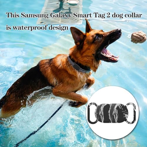 Waterproof Dog Collar Holder Compatible with Samsung Galaxy SmartTag 2 | Silicone GPS Tracker Hidden for Samsung Tag 2, Anti-Lost Dog Collar Smart Tag 2 Case(Black)