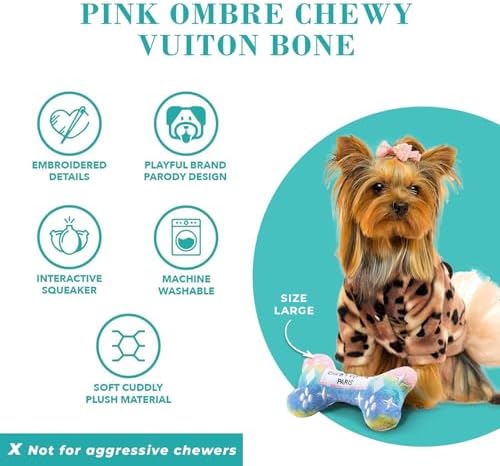 Haute Diggity Dog Chewy Vuiton Bone Plush Dog Toy, Designer Parody Toy