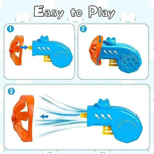 KIMOBER 17Pcs Cat Fetch Toy, Kitten Interactive Tracking Toys with 15Pcs Colorful Flying Propellers for Pets Cat Hunting Chasing Training Exercise