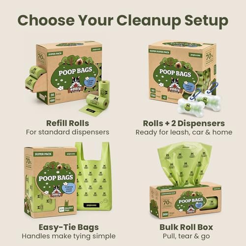 Pogi's 300 Unscented Dog Poop Bags with Handles - Earth-Friendly, Leak-Proof, Ultra Thick, 4+ Month Supply (Pack of 2)