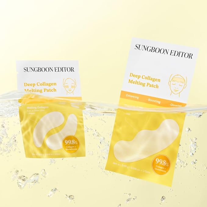 SUNGBOON EDITOR Deep Collagen Melting Patch | Collagen & Glutathione, Hydrating Patch, Firm-Looking Skin for Fine Line Care, Spot Care, Collagen Patches, Eye Area Care Patch, Korean Skincare,1.13 oz