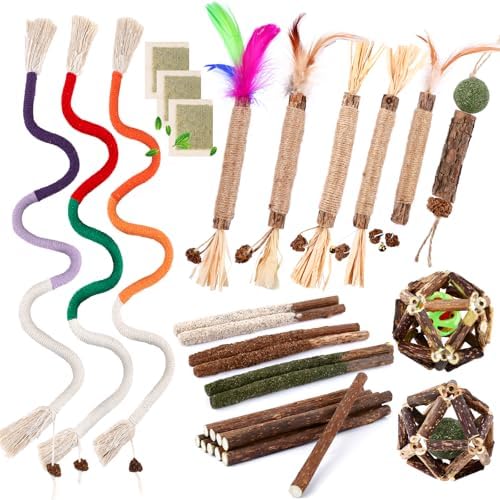 WOUSEDO 27 Pack Catnip Chew Toys for Cats, Cotton Sisal Rope Toys