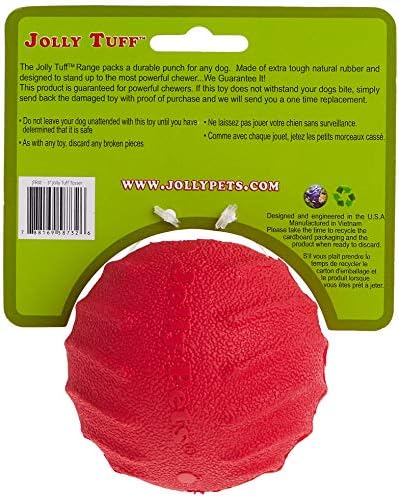 Jolly Pets Tuff Tosser Bouncing Ball Tog Toy/Treat Holder, 3 Inches, Red