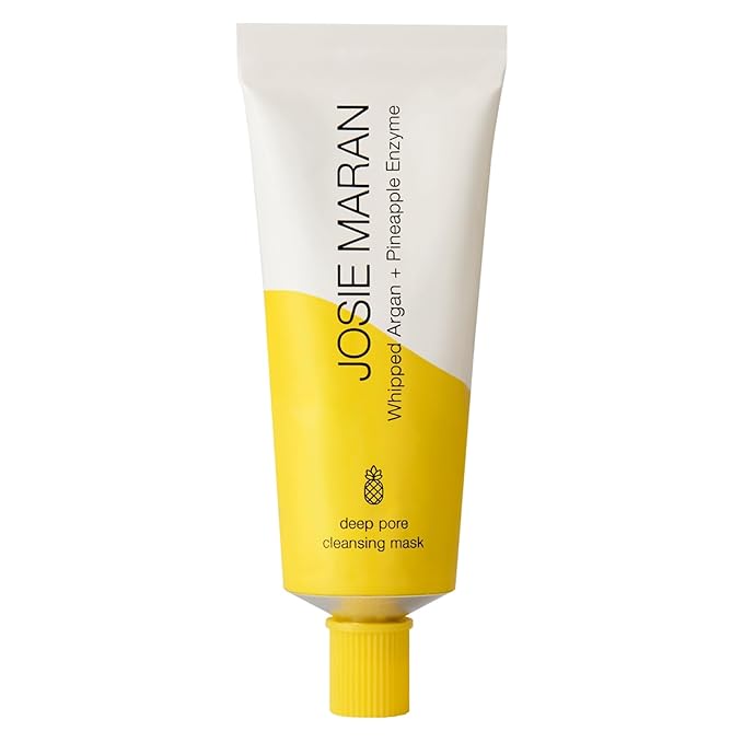 Josie Maran Whipped Argan + Pineapple Enzyme Deep Pore Cleansing Mask - Purifying Pore Mask With Nourishing Moroccan Argan Oil, 3 Essential Fatty Acids, & Squalane Oil (2 oz / 56 g)