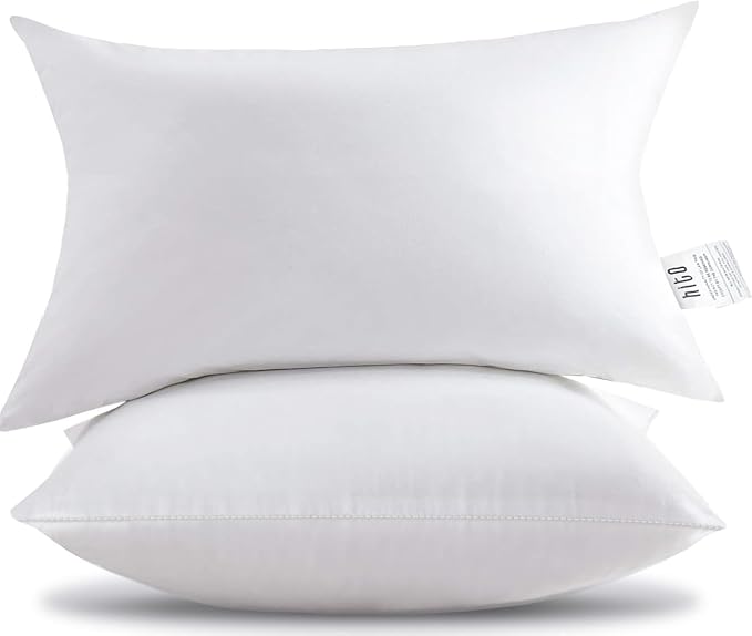 HITO 16x24 Pillow Inserts (Set of 2) - Down Alternative 100% Cotton Cover Decorative Square Throw Pillows White for Couch Bed Sofa