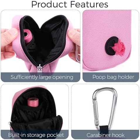 Dog Treat Pouch with Clip, Treat Pouches for Pet Training, Small Dog Treat Container Treat Bag for Leash, Waterproof Dog Treat Bag, Hands-free Training Pouch