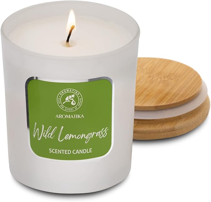 Soywax Lemongrass Candle - Aromatherapy - Up to 45 Hours Burn Time - Glass Candle Gift