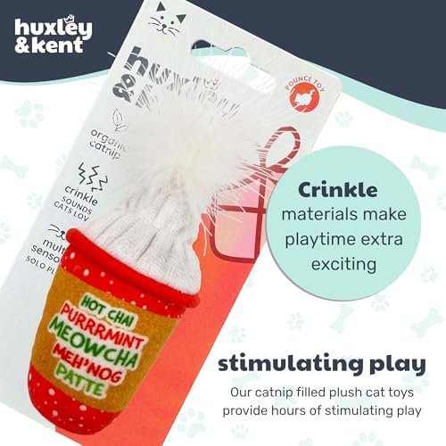 Huxley & Kent Plush Crinkle Catnip Cat Toy, Latte My Way