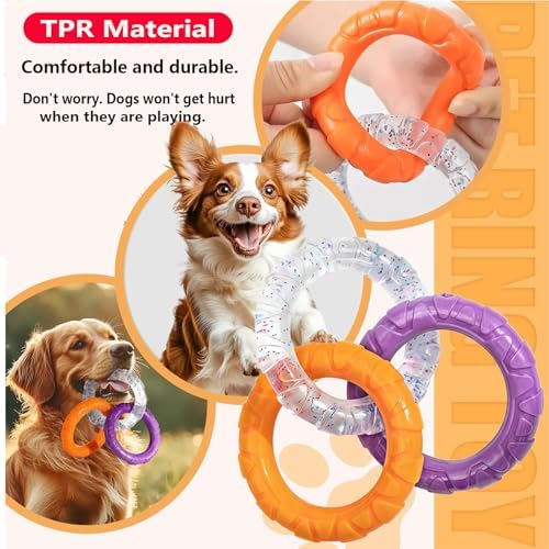 RXT 3-Ring Tug Dog Toy for Dogs Training Teething,Interactive Fetch Toy,Sturdy & Water Resistant Dog Chew Toy, Dog Teething Toys for Puppy Small Medium Large Breeds