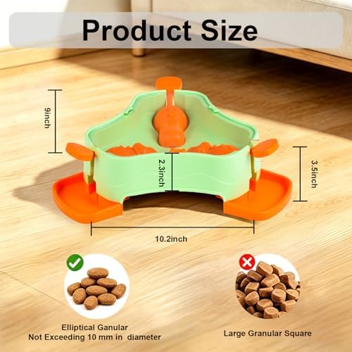 Dog Cat Treat Dispenser Slow Feeder Toy, 3-in-1 Interactive Dog Puzzle Press Toys, Dog Enrichment Toy No-Slip Interactive Brain Training Toys for Smart Dog Cats (Green/Orange)