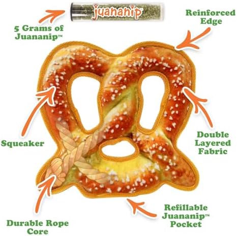 Doggijuana Twisted Pretzel & Pretzel Ring Dog Toy Bundle | 2 Pack, Squeaky