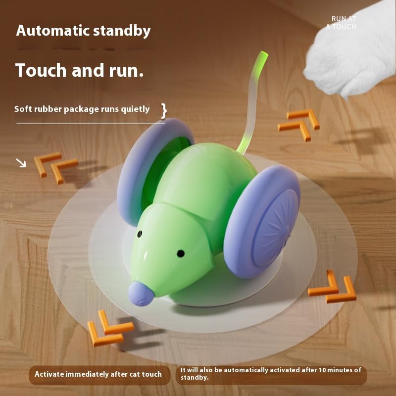 Interactive Mouse Toy Car for Cats – Self-Propelled Rolling Pet Teaser, ABS Plastic, Compact 6"x6"x2.4", Indoor Cat Entertainment & Hunting Instinct Stimulation