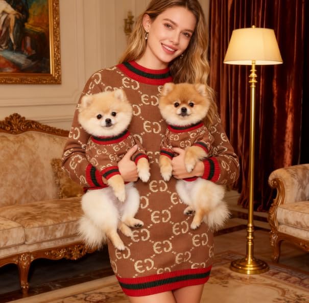 Everything Chic Luxury Dog Sweater – Soft Knit Designer Pet Outfit for Small Dogs & Puppies, XS–L, Stylish Warm Clothing for Yorkies, Chihuahuas, Dachshunds, Maltese, French Bulldog