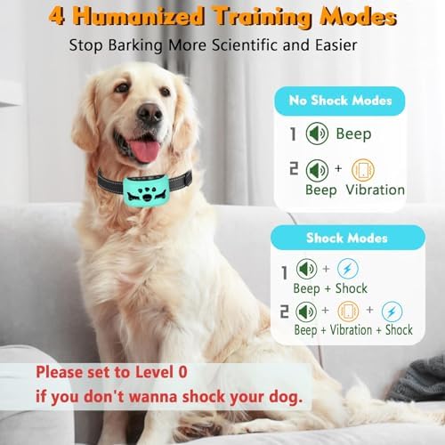 Anti Bark Collar with Auto Safety Shut-Off for Small Medium Large Dogs | Humane Dog Bark Collar with Beep & Vibration, Smart Chip to Prevent False Triggering, Waterproof Rechargeable for All Day Use