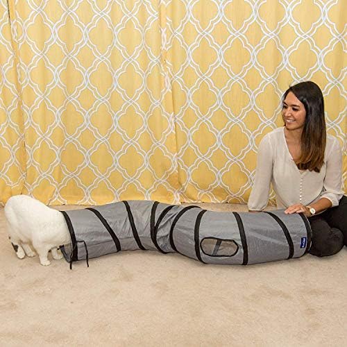 PetLike S Way Cat Tunnel Collapsible Pop-up Pet Tube Hideaway Play Toy with Ball (S-Way, Blue)