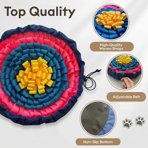 FunFurry Snuffle Mat for Dogs, Dog Puzzle Mat, Interactive Dog Toys for Enrichment,Sniff Mats with Non-Slip Backing,Suitable for Breeds and Sizes of Dogs (Floral, 17" Bowl)