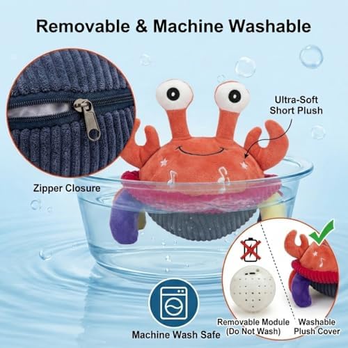 Interactive Talking Dog Toy with Voice Recording & Singing, Jumping Crab Plush, Moving Bouncing Pet Toy, USB-C Rechargeable for Small & Medium Dogs & Cats